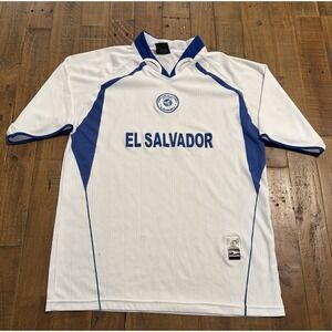 Vintage El Salvador Soccer Jersey Drako White Blue-Men's "one Size"Likely Medium